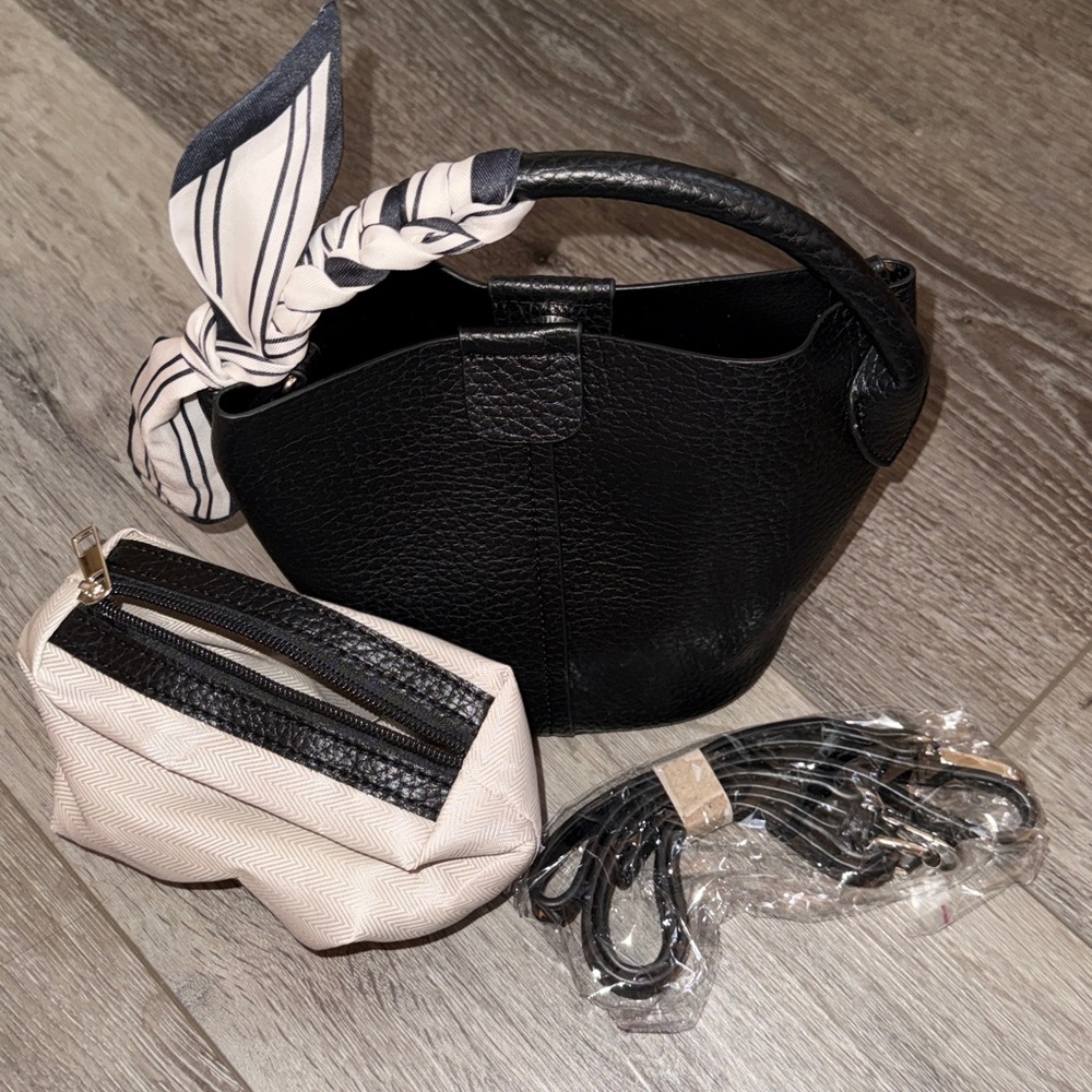 Small Bucket Bag with Scarf Detail